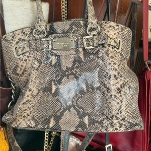 MICHAEL Michael Kors Snakeskin Shoulder Bag - Black and Cream